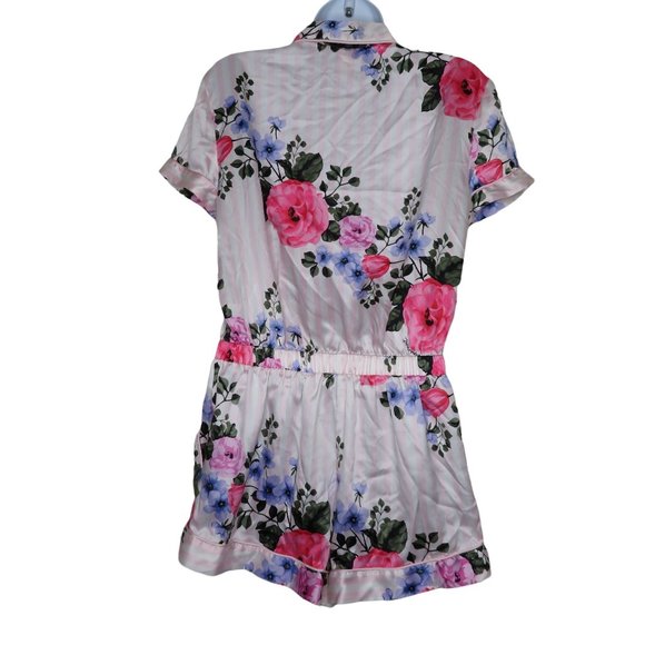 Victoria's Secret Pink Floral Satin Short Sleeve Romper Pajamas XS New Old Stock - Picture 7 of 13
